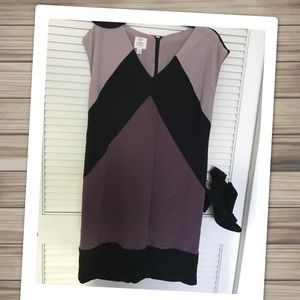 Classy Geometric Panel Contrast Cap Sleeve Sheath!